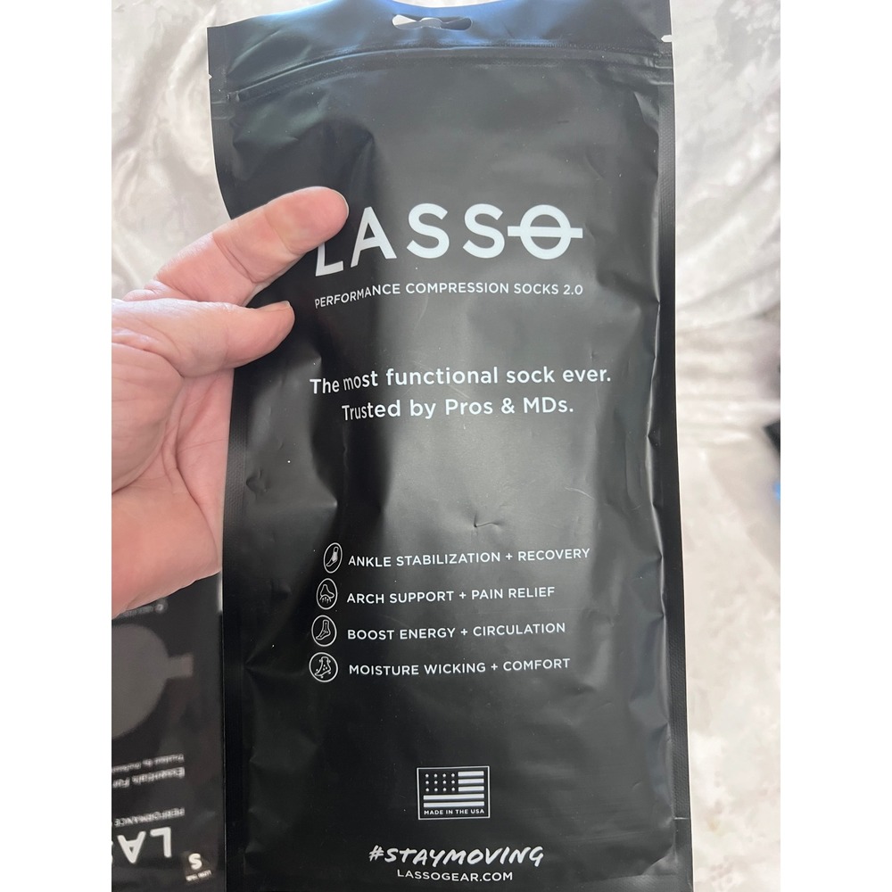 Lasso Performance Compression Socks 2.0 XL Crew Black LSO-CREW-BC-4 Made in USA